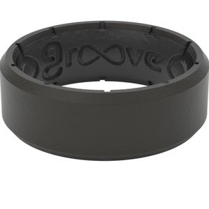 Groove Life Edge Black Men's 10 Silicone Ring Wedding Band